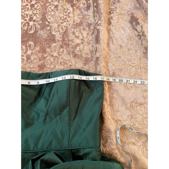 Vintage‎ 90s y2k satin dark green mini dress with front pockets size small - Picture 5 of 7